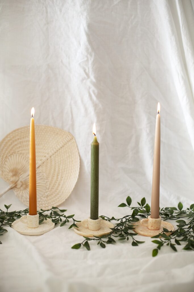 clay candle holders