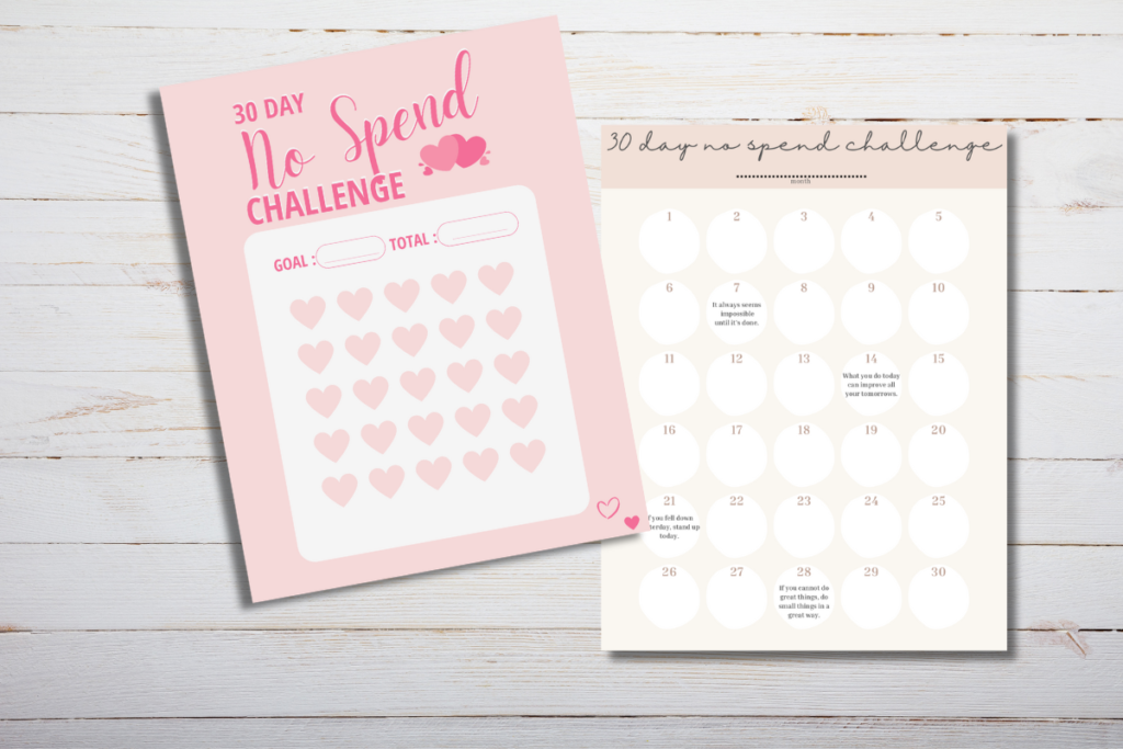 no spend month printable
