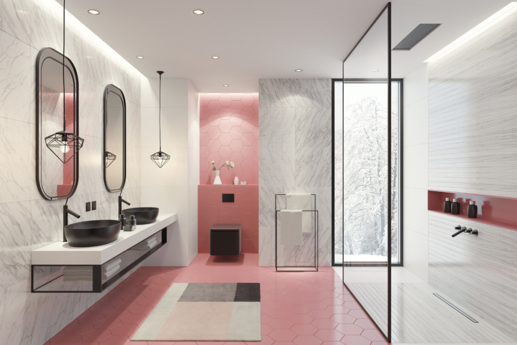 pink and black bathroom ideas